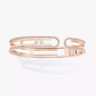Messika Move Diamond 18K Polished Pink Gold Bangle Bracelet
