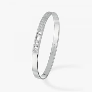 Messika Move Diamond 18K Polished White Gold Bangle Bracelet