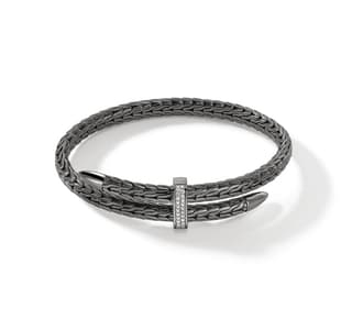 John Hardy Diamond Polished White Sterling Silver Cuff Bracelet