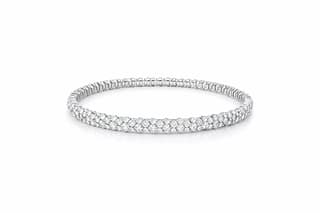 ZYDO ITALY Diamond 18K Polished White Gold Stretch Tennis Bracelet
