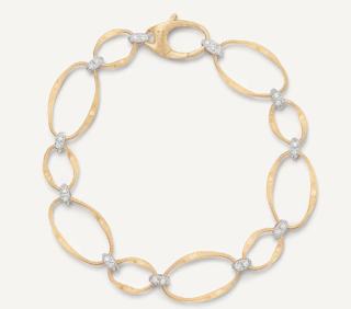 Marco Bicego Marrakech Onde Diamond 18K Engraved Yellow Gold Link Bracelet