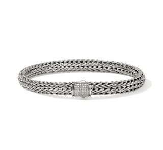 John Hardy Diamond Polished Silver Sterling Silver Chain Bracelet