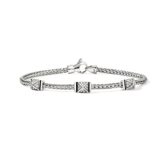 John Hardy Diamond Polished Silver Sterling Silver Chain Bracelet