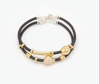 MISANI Diamond 18K Black Leather Bangle Bracelet