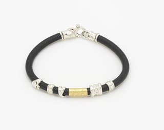 MISANI 18K Black Leather Bangle Bracelet