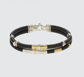 MISANI 18K Black Leather Bangle Bracelet