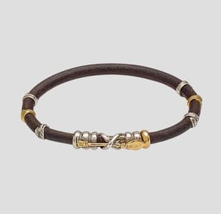 MISANI 18K Black Leather Bangle Bracelet
