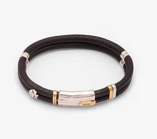 MISANI 18K Black Leather Bangle Bracelet