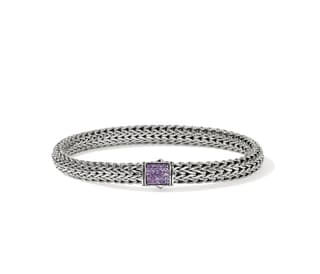 John Hardy Amethyst Polished Silver Sterling Silver Chain Bracelet