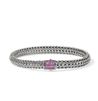 John Hardy Sapphire Polished Silver Sterling Silver Chain Bracelet