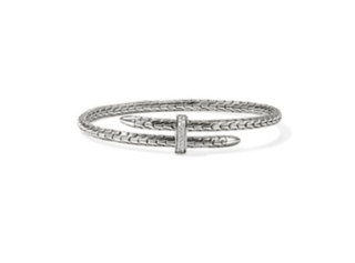 John Hardy Diamond Polished Silver Sterling Silver Cuff Bracelet