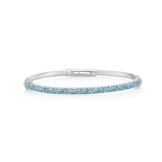Sloane Street Swiss Blue Topaz Silver Sterling Silver Bangle Bracelet