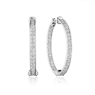 Verragio Diamond in 18K Polished White Gold Hoop Earrings