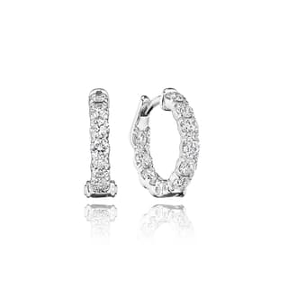Verragio Diamond in 18K Polished White Gold Hoop Earrings