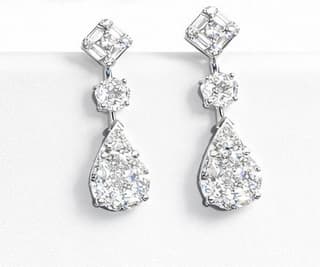 ZYDO ITALY Diamond in 18K White Gold Drop Earrings