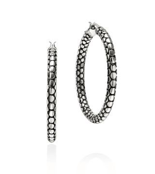 John Hardy Dot Hammered White Sterling Silver Hoop Earrings