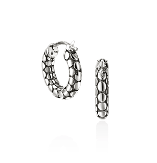 John Hardy Dot Hammered White Sterling Silver Hoop Earrings