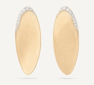 Marco Bicego Lunaria Diamond in 18K Engraved Yellow Gold Post Earrings