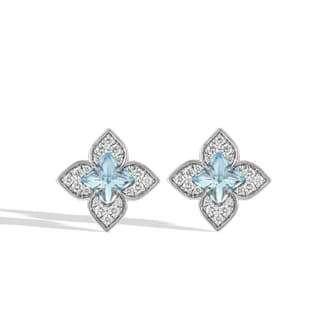 Roberto Coin Diamond and Topaz in 18K Polished White Gold Post Earrings