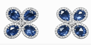 Ruchi Sapphire and Diamond in 18K Polished White Gold Post Earrings