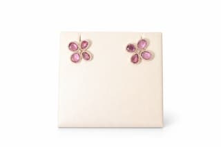 Ruchi Sapphire and Diamond in 18K Polished Pink Gold Post Earrings