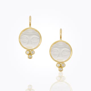 Temple St Clair Crystal and Diamond Yellow Gold Drop Earring