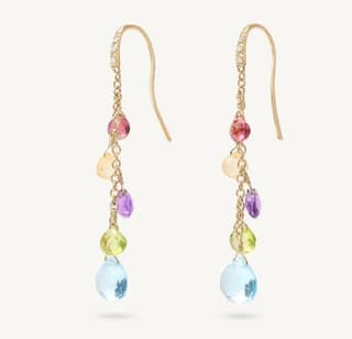 Marco Bicego Paradise Diamond and Assorted Gemstones in 18K Engraved Yellow Gold Post Earrings