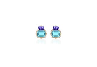 Goshwara Topaz and Tanzanite in 18K Yellow Gold Dangle Earrings