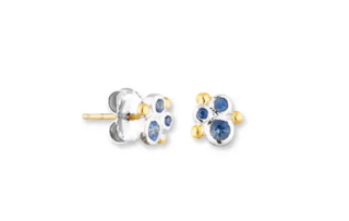 Lika Behar Collection Sapphire in 24K Satin Yellow Gold Stud Earrings