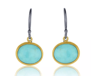 Lika Behar Collection Turquoise in 22K Matte Yellow Gold Dangle Earrings