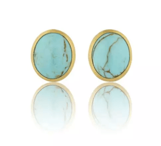 Lika Behar Collection Turquoise in 24K Matte Yellow Gold Post Earrings