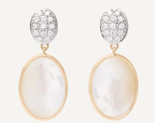 Marco Bicego Siviglia Diamond and Mother of Pearl in 18K Engraved Yellow Gold Drop Earrings