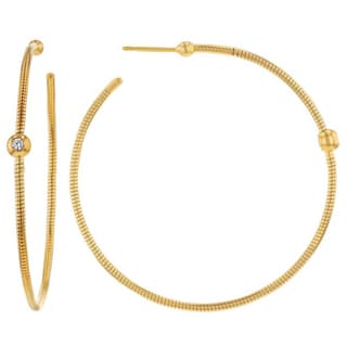 Pesavento DNA Diamond in 18K Polished Yellow Vermeil Hoop Earrings