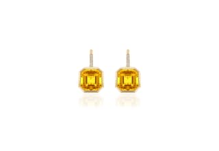 Goshwara Gossip Citrine and Diamond in 18K Yellow Gold Wire Hook Earrings