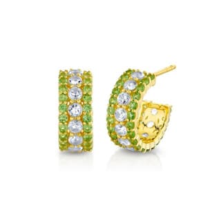 Sloane Street Amethyst in 18K Strie Detail Yellow Gold Hoop Earrings