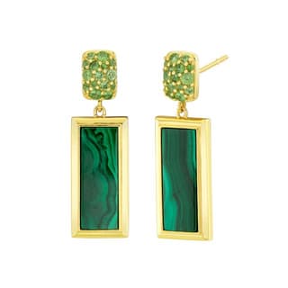 Sloane Street Malachite in 18K Strie Detail Yellow Gold Drop Earrings
