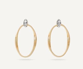 Marco Bicego Marrackech Onde Diamond in 18K Engraved Yellow Gold Post Earrings