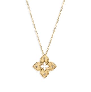 Roberto Coin Venetian Princess Diamond 18K Satin Yellow Gold Pendant Necklace