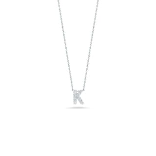 Roberto Coin Love Letter Diamond 18K Polished White Gold Chain Necklace