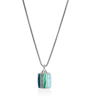 John Hardy Classic Chain Malachite Silver Sterling Silver Pendant Necklace