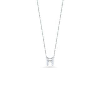 Roberto Coin Love Letter Diamond 18K Polished White Gold Chain Necklace
