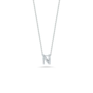 Roberto Coin - 18k White gold Diamond Letter N necklace