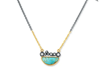 Lika Behar Collection Turquoise 24K Matte Yellow Gold Chain Necklace
