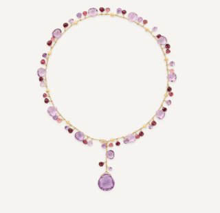 Marco Bicego Paradise Amethyst 18K Engraved Yellow Gold Lariat Necklace