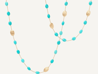 Marco Bicego Siviglia Turquoise 18K Engraved Yellow Gold Chain Necklace