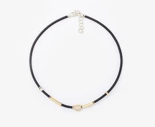 MISANI Diamond 18K Black Leather Collar Necklace