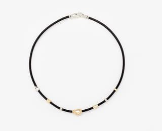 MISANI Diamond 18K Black Leather Choker Necklace