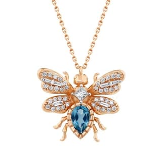 Bee Goddess Diamond 14K Polished Rose Gold Pendant Necklace