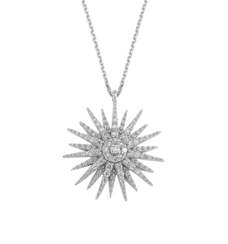 Bee Goddess Diamond 14K Polished White Gold Pendant Necklace