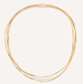 Marco Bicego Marrakech Diamond 18K Engraved Yellow Gold Chain Necklace